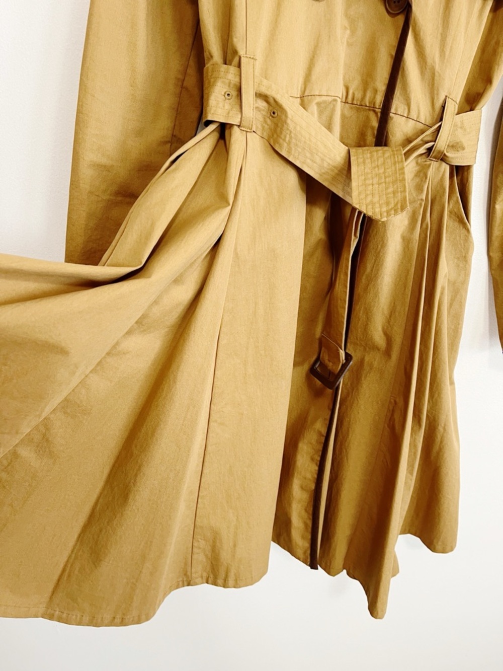 ETT:TWA Anthropologie Marley Trench Coat Tan Double Breasted Belted Swing 2 - Picture 7 of 14